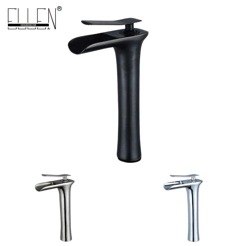 

Waterfall Tall Bathroom Faucet Oil Rubbed Bronze Black Hot Cold Water Mixer Tap Brush Nickel Finish Solid Brass F946