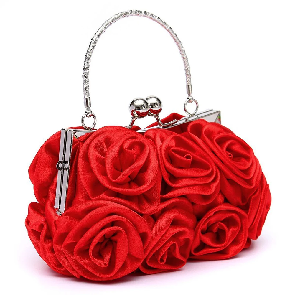 

FGGS-Floral Ladies Clutch Bag Women Evening Party Bag Prom Bridal Diamante Baguette White