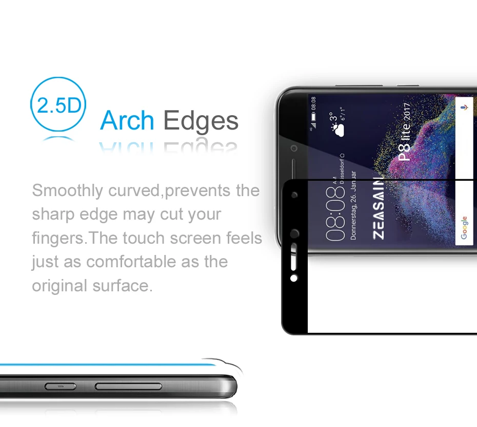 2 Pack Original ZEASAIN 9H 2.5D Full Cover Tempered Glass Screen Protector For Huawei P8 Lite P8Lite 2017 Safety Glass Film (11)
