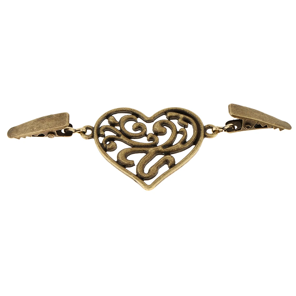 Vintage Heart Shape Cardigan Sweater Clip Cloak Blouse Shirts Collar Clasp Fastener Brooch Pin Button Vintage Heart Shape Cardigan Sweater Clip Cloak Blouse Shirts Collar Clasp Fastener Brooch Pin Button