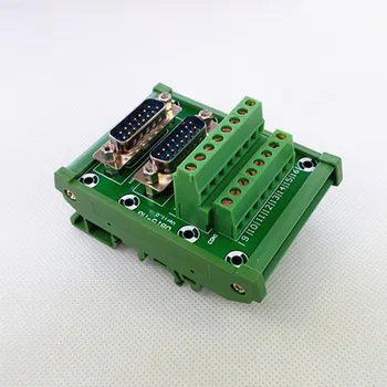 

D-SUB DB15 DIN Rail Mount Interface Module, Double Male Header Breakout Board, Terminal Block, Connector.