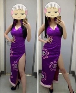

Hot Anime One Piece Boa Hancock Jotei Purple Cheongsam Cosplay Costume Party Dress Any Size Free Shipping NEW