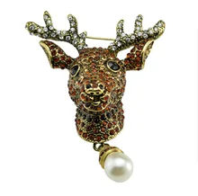 Style restoring ancient ways elk men brooch foreign trade fashion rhinestone alloy jewelry wholesale animal brooches accessories