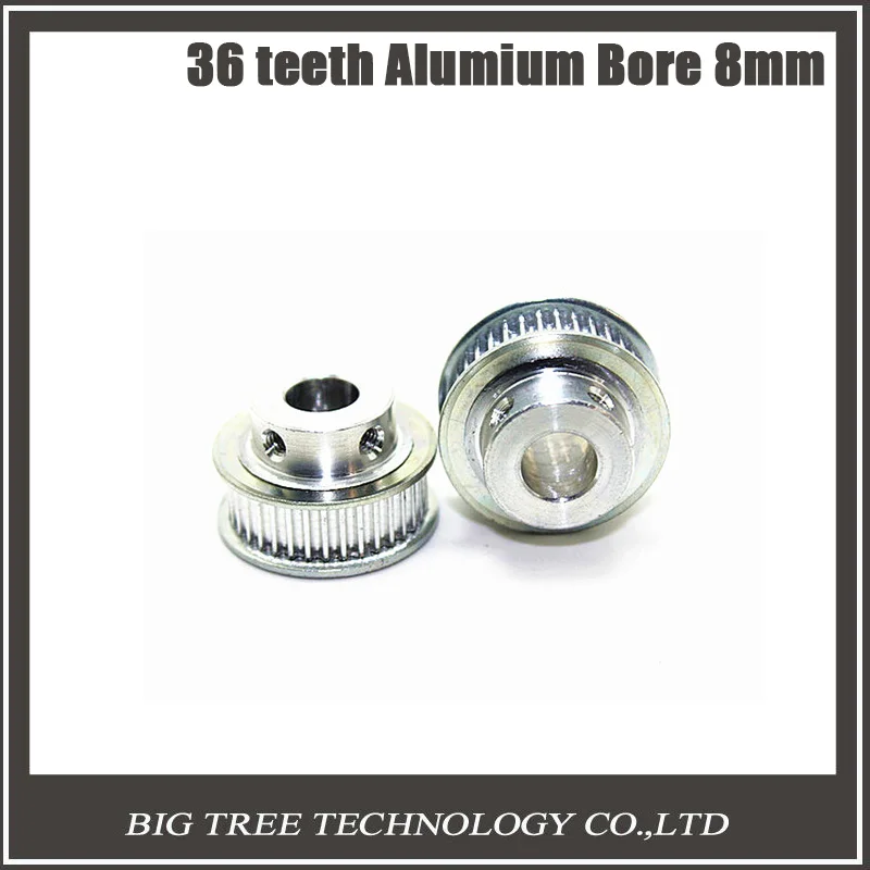 

1pcs GT2 Timing Pulley 36 teeth Alumium Bore 8mm For width 6MM Belt 2GT for 3d printer Free shipping