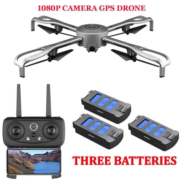 Дрон с камерой HD Профессиональный 5G Wi-Fi gps позиционирования обратный рейс Складная Rc Дрон 1080 P аэрофотосъемки FPV дрон gps - Цвет: Drone with 3 Battery