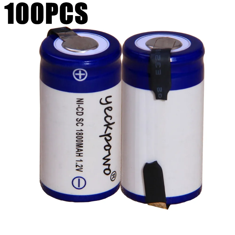 100 pcs SC 1800mah 1.2v battery NICD rechargeable batteries for emergency light toy equipment power electric screwdriver | Электроника