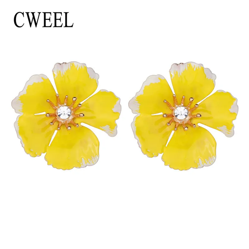

CWEEL Yellow Acrylic Earrings For Women Wedding Oorbellen Big Drop Geometric Boho Flower Earings Fashion Jewelry Gifts