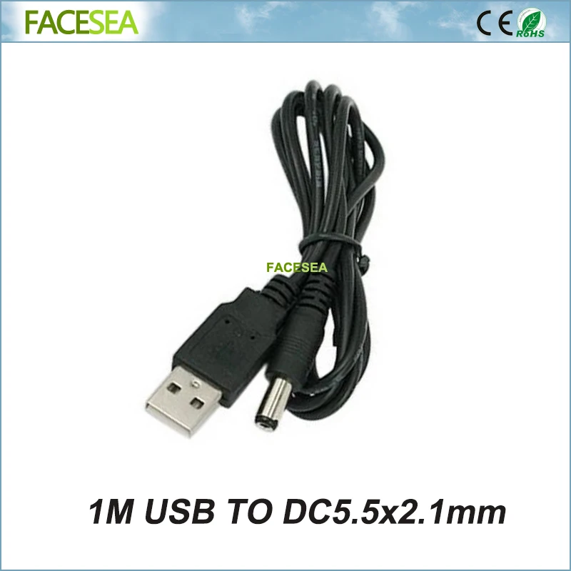 

1 ~ 10pcs 1M 5V USB To 5.5 x 2.1mm DC Barrel Jack Power Cable Connector and Adapter Charger Jack Plug For LED Strip light