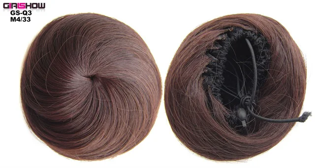 Girlshow Синтетические прямые резинка для волос, обтянутая тканью; пучок волосы Бал волос шиньон ролик Q3 накладные волосы "конский хвост" Шоколад блондинка 35 г/шт - Цвет: Q3 Color M4-33