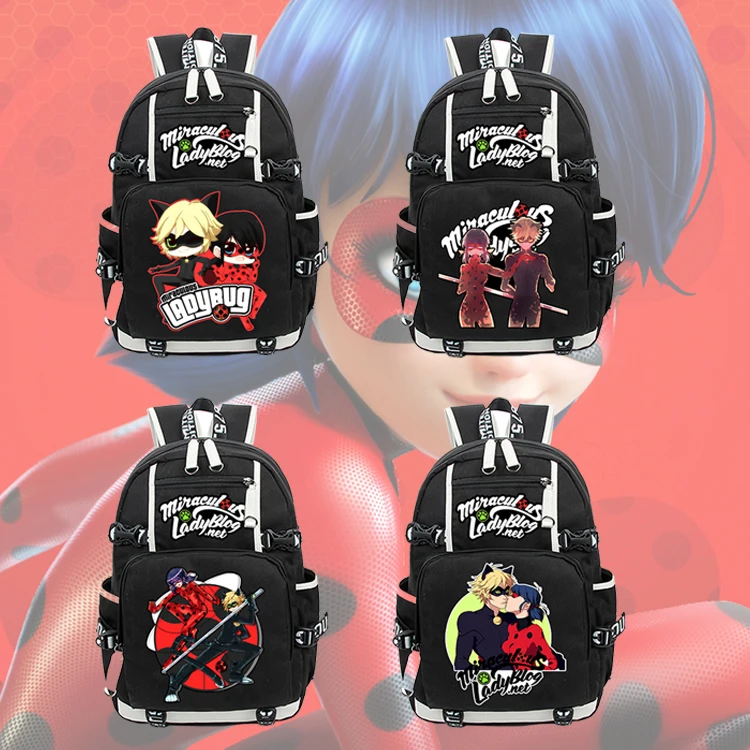 Miraculous Ladybug Cat Noir Canvas Backpack Shoulder Bag