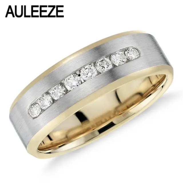 Two Tone 14k Gold Engagement Wedding Band Channel Set Moissanites Two Tone 14k Gold Engagement Wedding Band Channel Set Moissanites Lab Grown Diamond Ring 585
