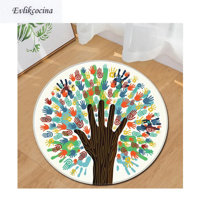 

Free Shipping Hands Tree Cartoon Round Non-Slip Absorbent Bath Mat Area Rug for Living Room Bedroom Floor Carpet Tapete Infantil