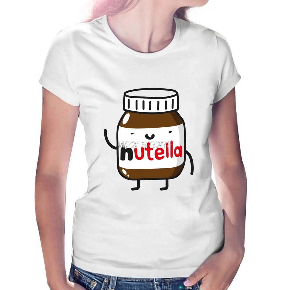 Женская футболка Милая Nutella с коротким рукавом футболка Летняя мягкая 3D шоколадный Принт футболки повседневные Топ, футболки для фитнеса
