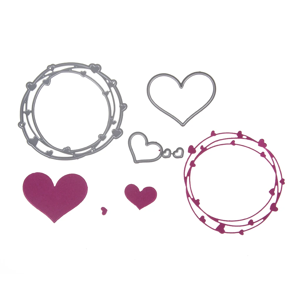  79x70mm New Cutting Dies Heart Circle Metal Scrapbooking Embossing Stencil Craft For DIY Invitation - 32818905775