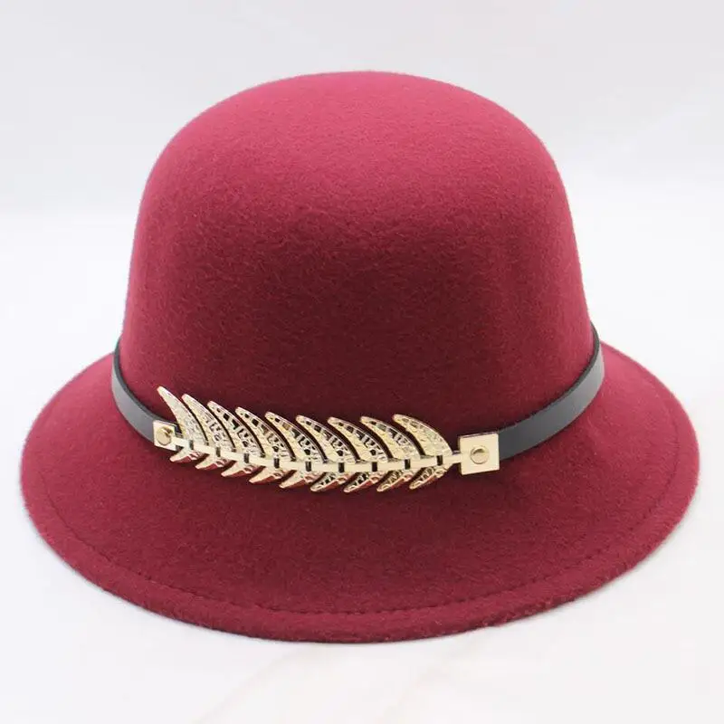 New 9 Colours Winter Autumn Imitation Woolen Fedoras Cap Basin of Dome Woolen Cloth Hat Female Cloth Basin Cap Fedora