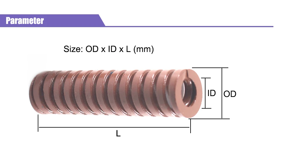 Шестерня коричневого цвета Die Spring Long 24% Compression Ratio Mould Die Compression Spring TB18x60/18x65/18x70/18x95/18x100mm Mold Spring