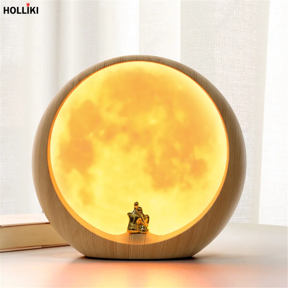 

18cm Rechargeable LED Moon Lamp Night Light USB Charging Touch Switch Novelty Lamps Night Lights for Christmas Gift Home Decor