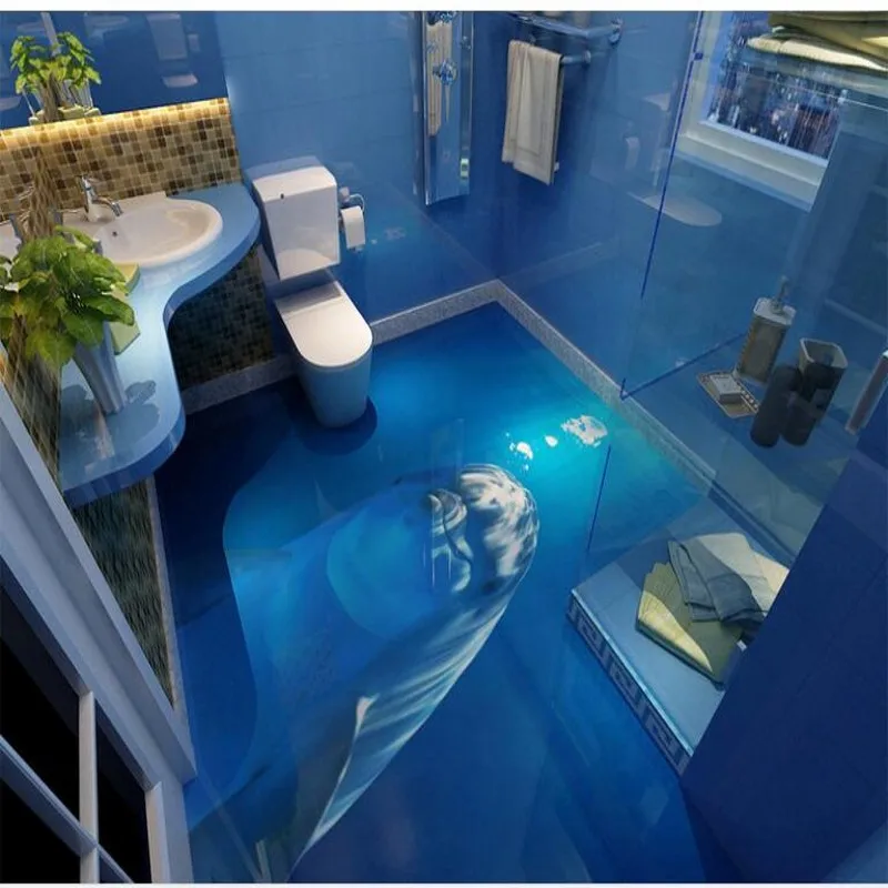 Wellyu Ozel Buyuk Fresk 3d Doseme Deniz Dunya Sevimli Yunus Fayans