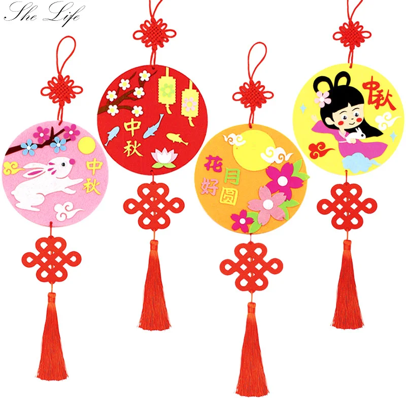 

Mid Autumn Festival Hanging Adornment DIY Felt Package Children Handmade DIY Paste Material Kindergarten Pendant Decoration
