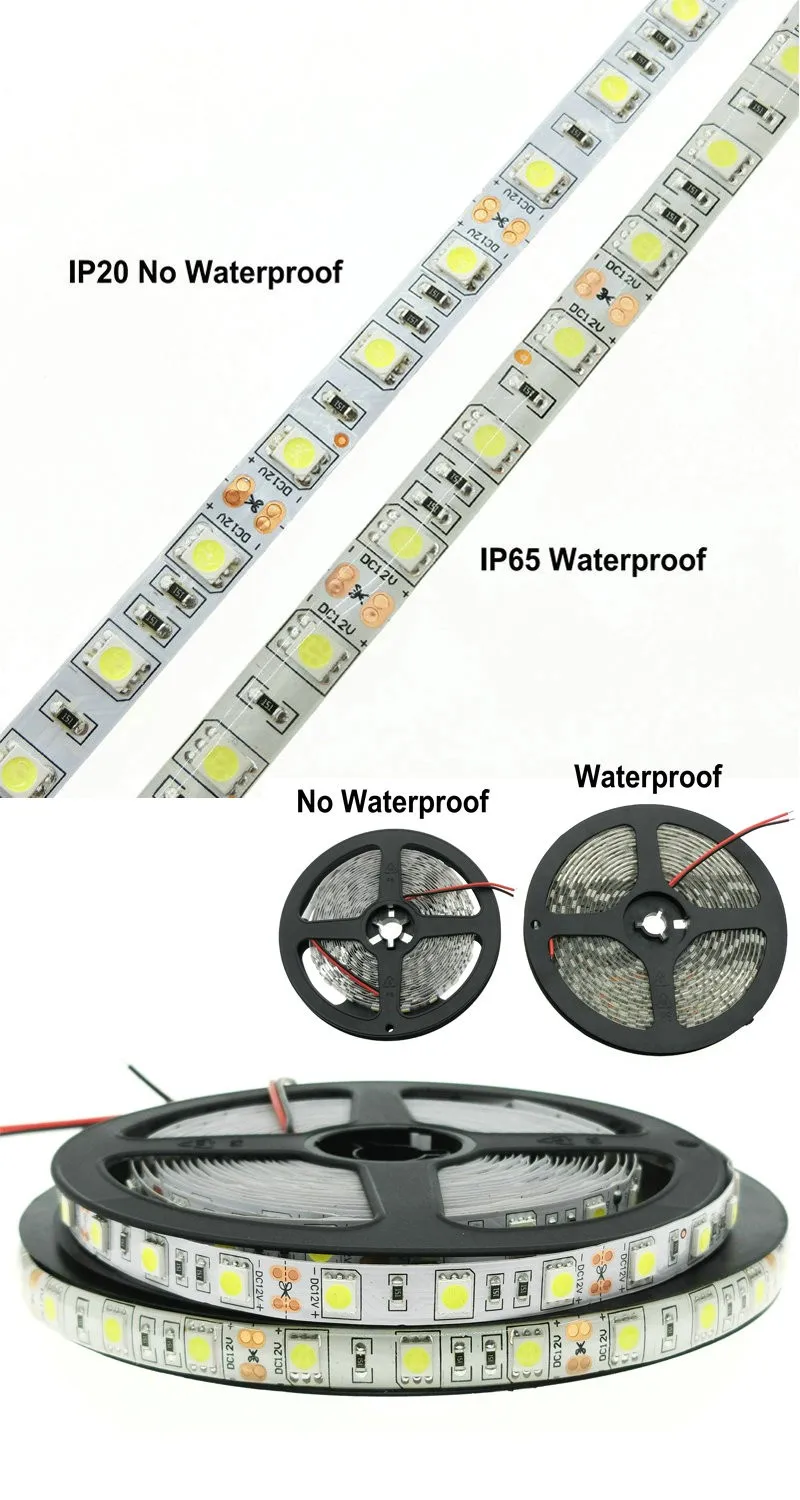 5 м/лот DC12V 5050 SMD 60 Светодиодный s/m Белый/теплый белый/красный/зеленый/желтый/синий/розовый/RGB/UV/RGBW/RGBWW гибкий светодиодный светильник лента