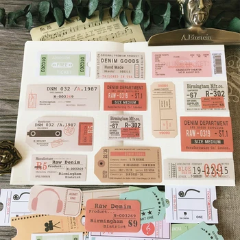 

27pcs/bag DIY stickers vintage movie ticket label note can write scrapbooking album project happy planner decoration stickers