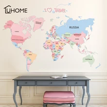 Креативные Наклейки на стены с картой мира для детской комнаты, украшения для офиса, дома, ПВХ наклейки на стену, сделай сам, Фреска, искусство, Posters90x130cm