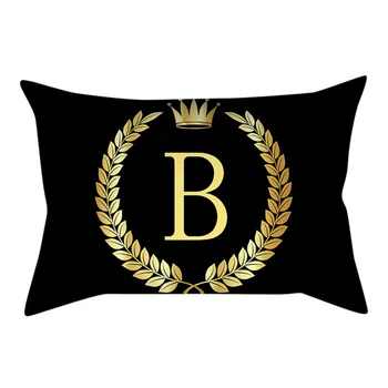 Black And Gold Letter Casual Cushion Cover Pillow Case