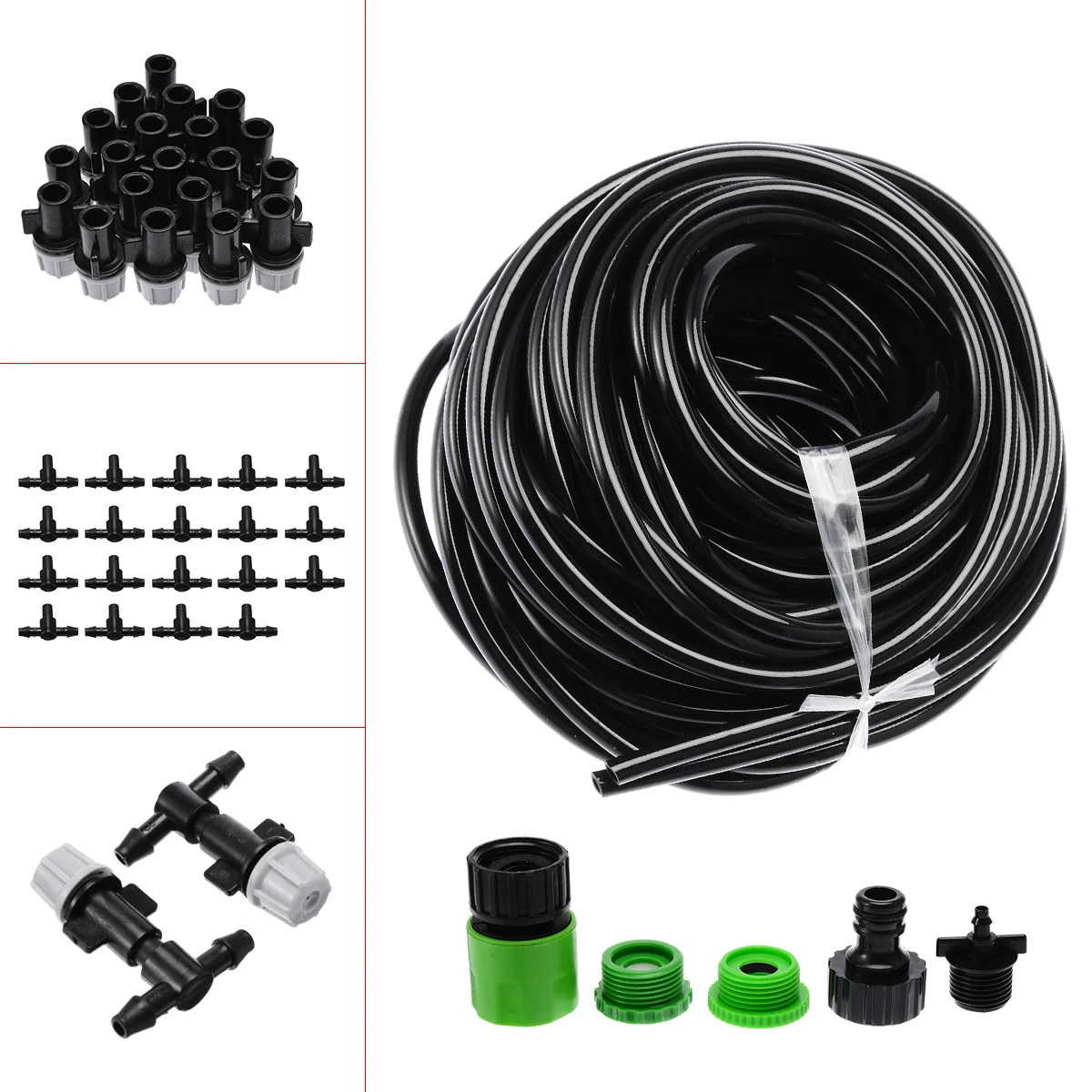 Garden Misting Cooling System Misting System With 20 Plastic Mist Nozzle Sprinkler 20m 66ft Outdoor Garden Tools Set