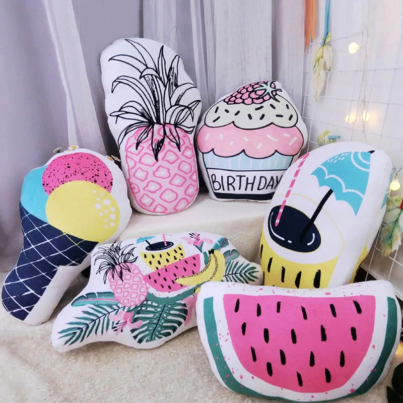 

1pc Cute Creative Stuffed Watermelon/pineapple/ice cream Baby Plush Pillow Toys Soft Plush Cusion for Kids and Girl Gifts