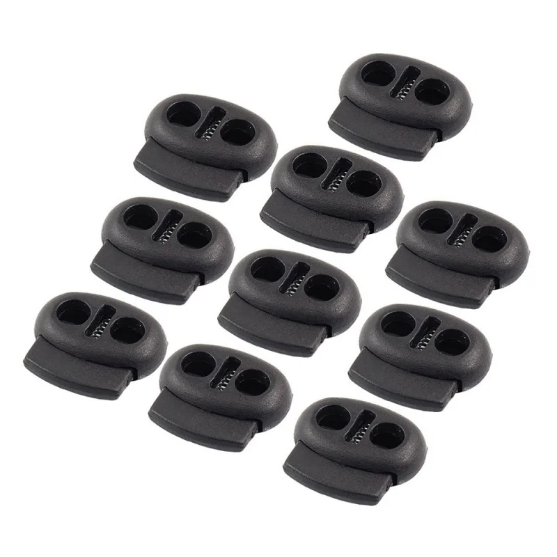 

10pcs Pack Plastic Cord Lock Clip Clamp 2 hole Toggle Stopper 2mm Rope Garment Paracord Shoes