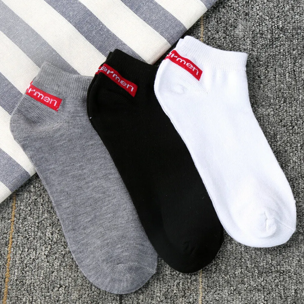 

1Pair Unisex Comfortable Stripe Cotton Sock Slippers Short Ankle Socks Men Fashion Sports Cotton Socks chaussettes homme S#10