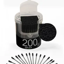 Черный цвет, хорошее качество, двухголовый Смеющийся хлопковый знак 1 коробка* 200 шт, спираль в коробке, для дезинфекции ушей, ватный тампон