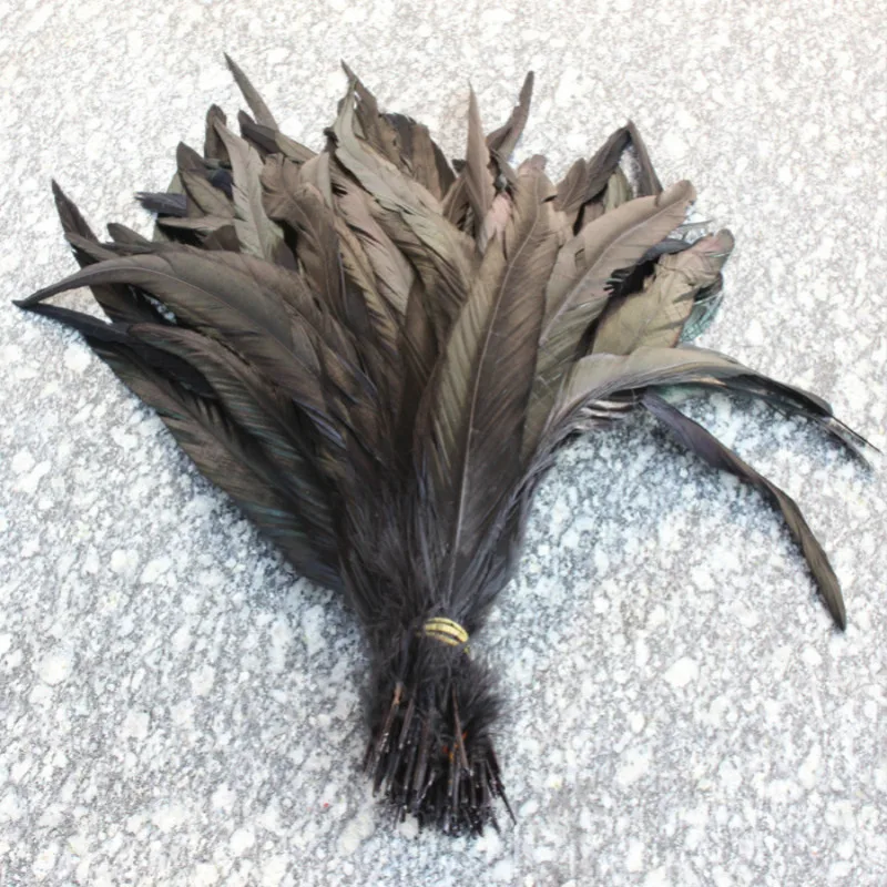 wholesale 50pcs/lot natural black Beautiful Rooster feathers 30 35cm 12