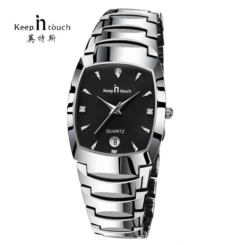 KEEP IN Touch Модные кварцевые мужские часы с календарем водонепроницаемые черные мужские наручные часы из нержавеющей стали люксовый бренд Мужские часы