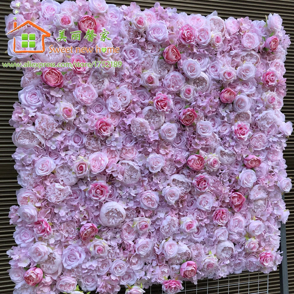 

10pcs/lot Artificial Flower Wall Panel Wedding Background Very Light Rose Peony Lawn Pillar Fake Flower Plate Road Lead Home 3D
