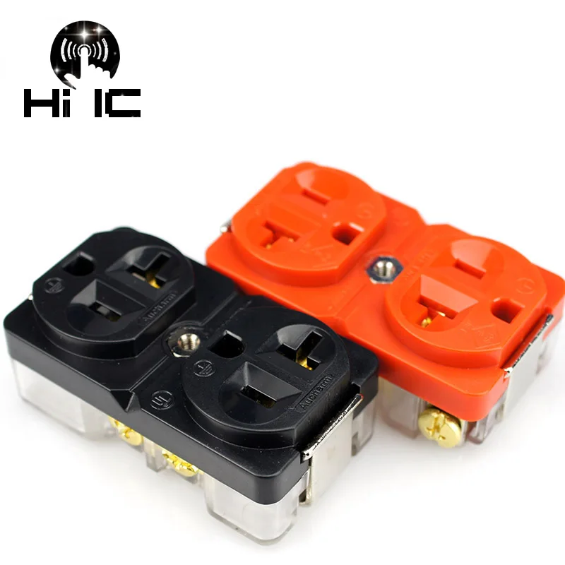 

Power Socket HIFI Audio US Dual Mains 20A AC Power Connector Power Receptacle Socket Red copper Outlet Panel Wall Plate Socket