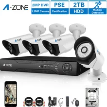 A-ZONE CCTV Security System Waterproof Outdoor with 2TB HDD 960P AHD Camera Kits Smartphone Remote View Outdoor Night Vision
