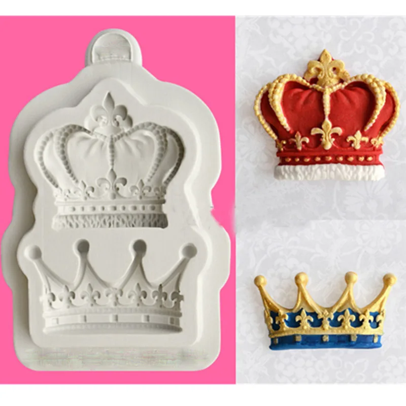 New arrival Silicone Mold fondant mould Crown sugar cake 3D crown 2 hole candy mold font