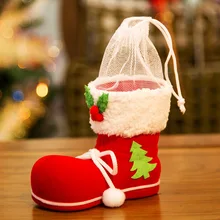 1Pc Christmas Decoration Supplies for Home Christmas Tree Ornaments Christmas Boot for Pen Case Christmas Candy Gift Bag