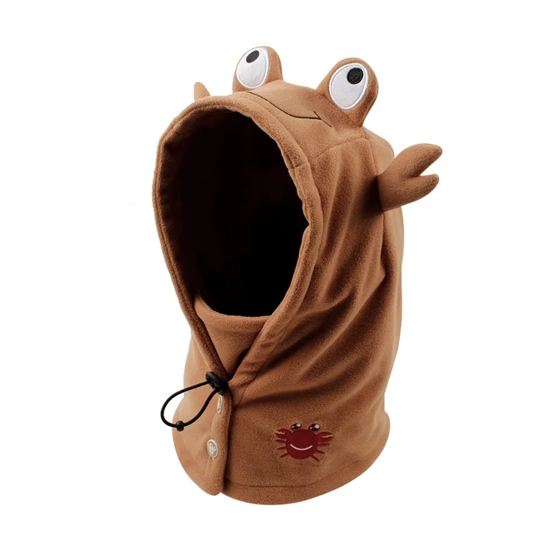 Cartoon Warm Baby Hat Autumn Winter Kids Scarf Hat Adjustable Fleece Boys Girls Beanie Children Hood Hat Boys Clothing 1-6Y (37)