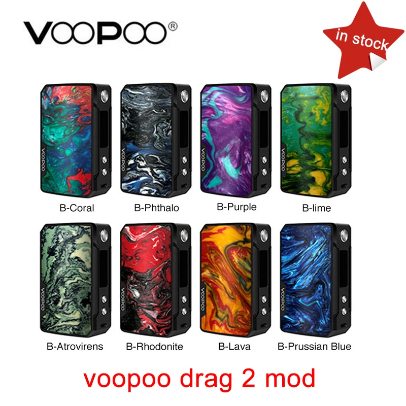 Original VOOPOO arrastrar 2 177 W TC caja MOD e-cigarrillo y arrastre 157 W caja mod Vape con nosotros GENE chip TC resina caja mod en stock - 1