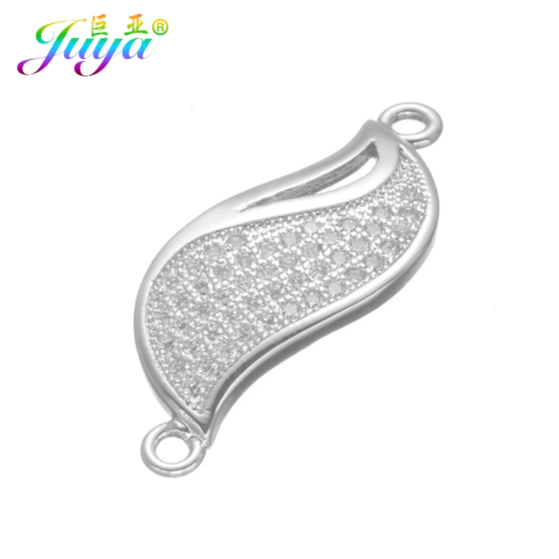 Juya DIY ювелирные изделия Cz Стразы соединитель лист Шарм аксессуары для женщин