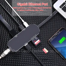 Тип-C HUB конвертер 7 в 1 HDMI Gigabit Ethernet кабель USB-C зарядки SD/TF Card Reader С Тип-C 4 К видео адаптер USB 3.0