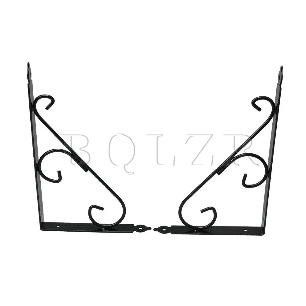 

BQLZR 30x19x0.3cm Metal L Shaped Black Durable Wall Mounted Shelf Bracket Support Holder Heavy Duty Hanging Supporter Pack of 2