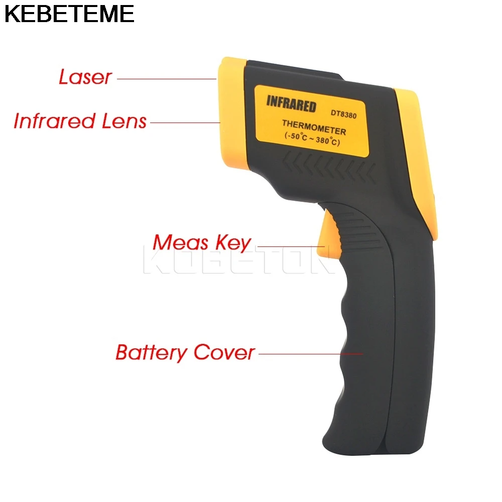 1 шт. полезный Бесконтактный лазерный инфракрасный цифровой ИК термометр ЖК-дисплей с задней светильник-50 C~ 380C