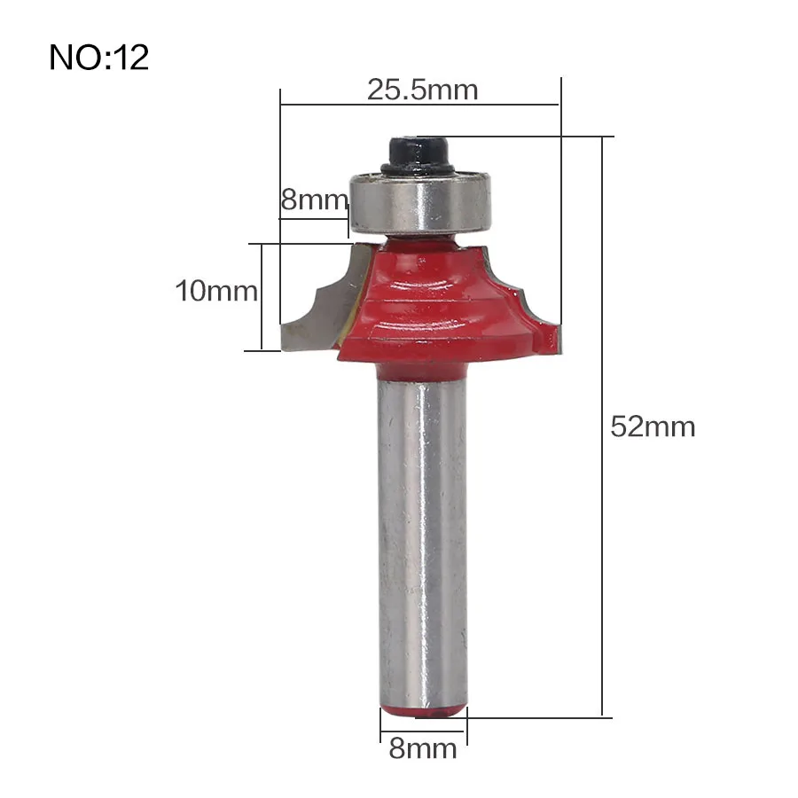 1 шт. 8 мм хвостовик древесины фрезы прямой концевой фрезы триммер очистки заподлицо отделка угловая круглая бухта коробка биты инструменты фрезерные Cutte - Длина режущей кромки: NO12
