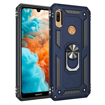 

30pcs/lot For Huawei Y6 2019 Y6 Prime 2019 Shockproof Military Hard Case with Ring Stand For Huawei Y7 2019 Y7 Prime 2019