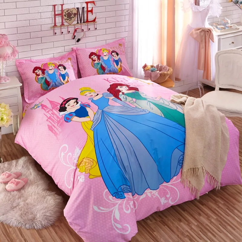 

Authentic DISNEY Princess Pink Bedding Set 100% Cotton Keys To The Kingdom Duvet Cover Sheet Set Single Queen Size Kids Beddings