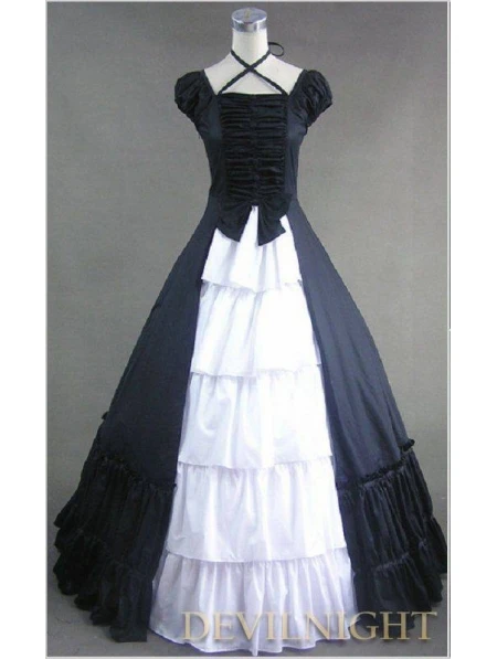 black and white victorian dress