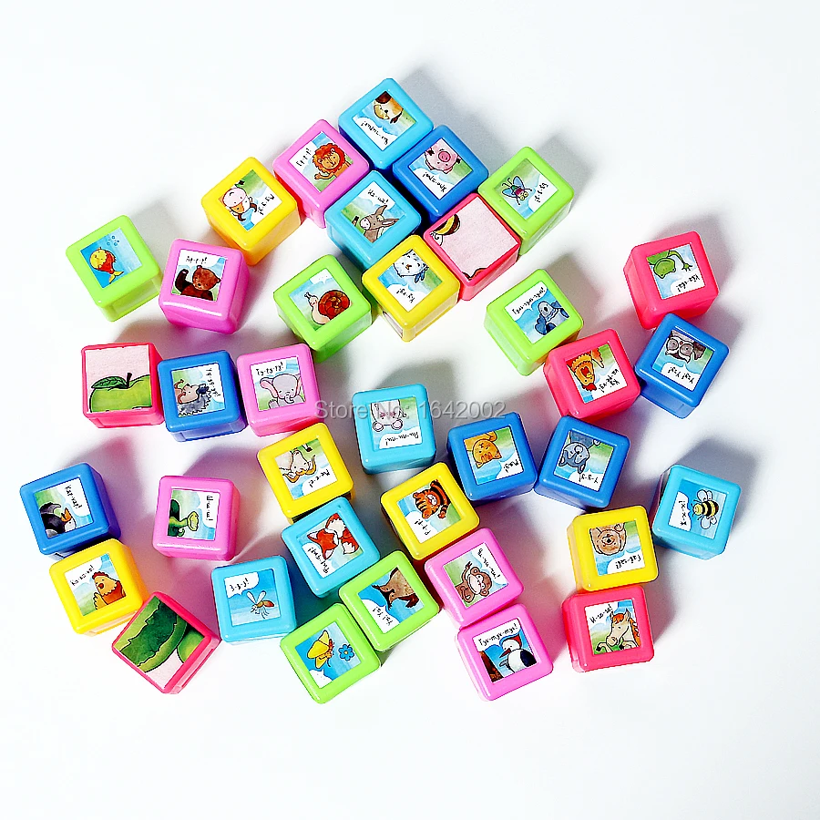 36 шт. DIY русские квадратные кубики блоки игрушки с 5 наборов животных русский алфавит номер стикер для фруктов развивающие игрушки